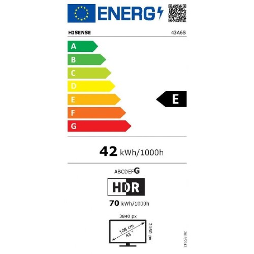 TV UHD HISENSE 43A6S SMART 4K